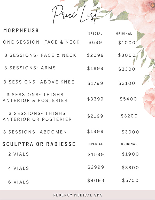 Pricing at Regency Medical Spa and Hair Restoration Clinic in Barrington, IL