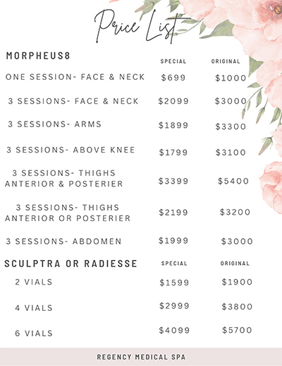 Pricing at Regency Medical Spa and Hair Restoration Clinic in Barrington, IL