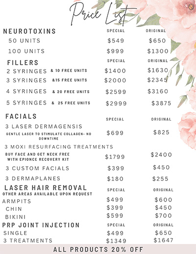 Pricing at Regency Medical Spa and Hair Restoration Clinic in Barrington, IL