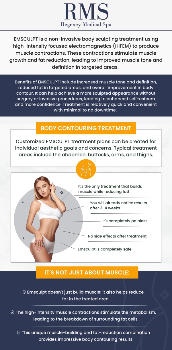 Emsculpt is ideal for individuals who are already at or near their ideal body weight but want to enhance muscle definition and overall body shape. Emsculpt offers a range of benefits for those looking to improve muscle tone and reduce fat in targeted areas. At Regency Medical Spa & Hair Clinic, our professional team provides personalized Emsculpt treatments to help you achieve a more sculpted and toned appearance, without the need for surgery or downtime. For more information, contact us today or book an appointment online. We are conveniently located at 300 Fox Glen Court Barrington, IL 60010. Emsculpt is ideal for individuals who are already at or near their ideal body weight but want to enhance muscle definition and overall body shape. Emsculpt offers a range of benefits for those looking to improve muscle tone and reduce fat in targeted areas. At Regency Medical Spa & Hair Clinic, our professional team provides personalized Emsculpt treatments to help you achieve a more sculpted and toned appearance, without the need for surgery or downtime. For more information, contact us today or book an appointment online. We are conveniently located at 300 Fox Glen Court Barrington, IL 60010.