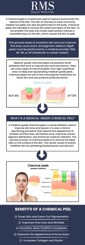 At Regency Medical Spa and Hair Restoration Clinic, our experienced team provides advanced chemical peel treatments to address a variety of skin concerns. Whether you're looking to improve skin texture, reduce hyperpigmentation, or refresh your complexion, our personalized treatments are tailored to meet your unique needs. We help restore your skin’s natural radiance and health, leaving you with smoother, more youthful-looking skin. For more information, contact us today or book an appointment online. We are conveniently located at 300 Fox Glen Court Barrington, IL 60010. At Regency Medical Spa and Hair Restoration Clinic, our experienced team provides advanced chemical peel treatments to address a variety of skin concerns. Whether you're looking to improve skin texture, reduce hyperpigmentation, or refresh your complexion, our personalized treatments are tailored to meet your unique needs. We help restore your skin’s natural radiance and health, leaving you with smoother, more youthful-looking skin. For more information, contact us today or book an appointment online. We are conveniently located at 300 Fox Glen Court Barrington, IL 60010.