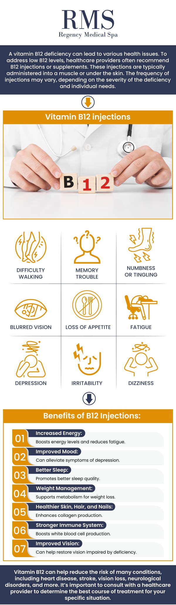 If you're seeking a reliable provider of Vitamin B12 for weight loss in Barrington, IL, our professional team at Regency Medical Spa offers this treatment to help boost energy, metabolism, and overall well-being. With personalized care, Vitamin B12 shots may assist in weight management, giving you the energy needed to stay on track with your goals. For more information, contact us today or book an appointment online. We are conveniently located at 300 Fox Glen Court Barrington, IL 60010.